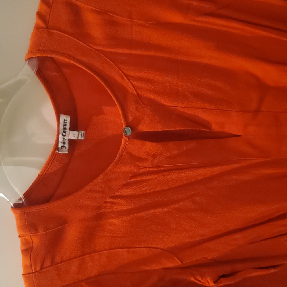 NWT Juicy Couture Orange Blouson Crepe 3/4 Sleeves Edith Dress Size 10 NWT - Picture 4 of 10